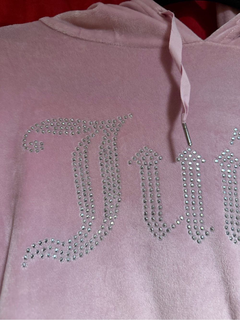 Juicy Couture Pink Velour Rhinestone Logo Hoodie & Pants Set - Picture 3 of 12